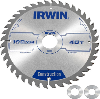 Construction Irwin - lame de scie circulaire - 190x30mm - 40 dents - widia