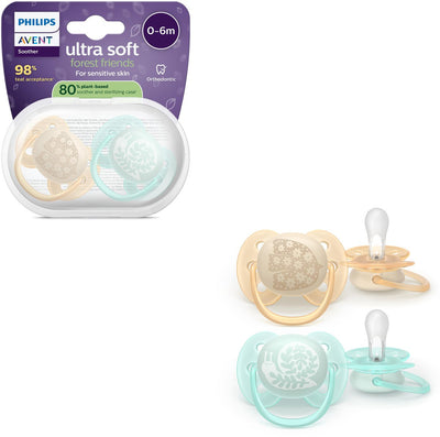 Philips avent ultra soft – sucette en silicone super douce (0-6 mois) – pour peaux sensibles – 2 pièces - scf091 41
