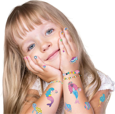 Autocollants et tatouages pour ongles Avenir - sirène - plus de 260 pièces - facilement amovibles - 3 ans