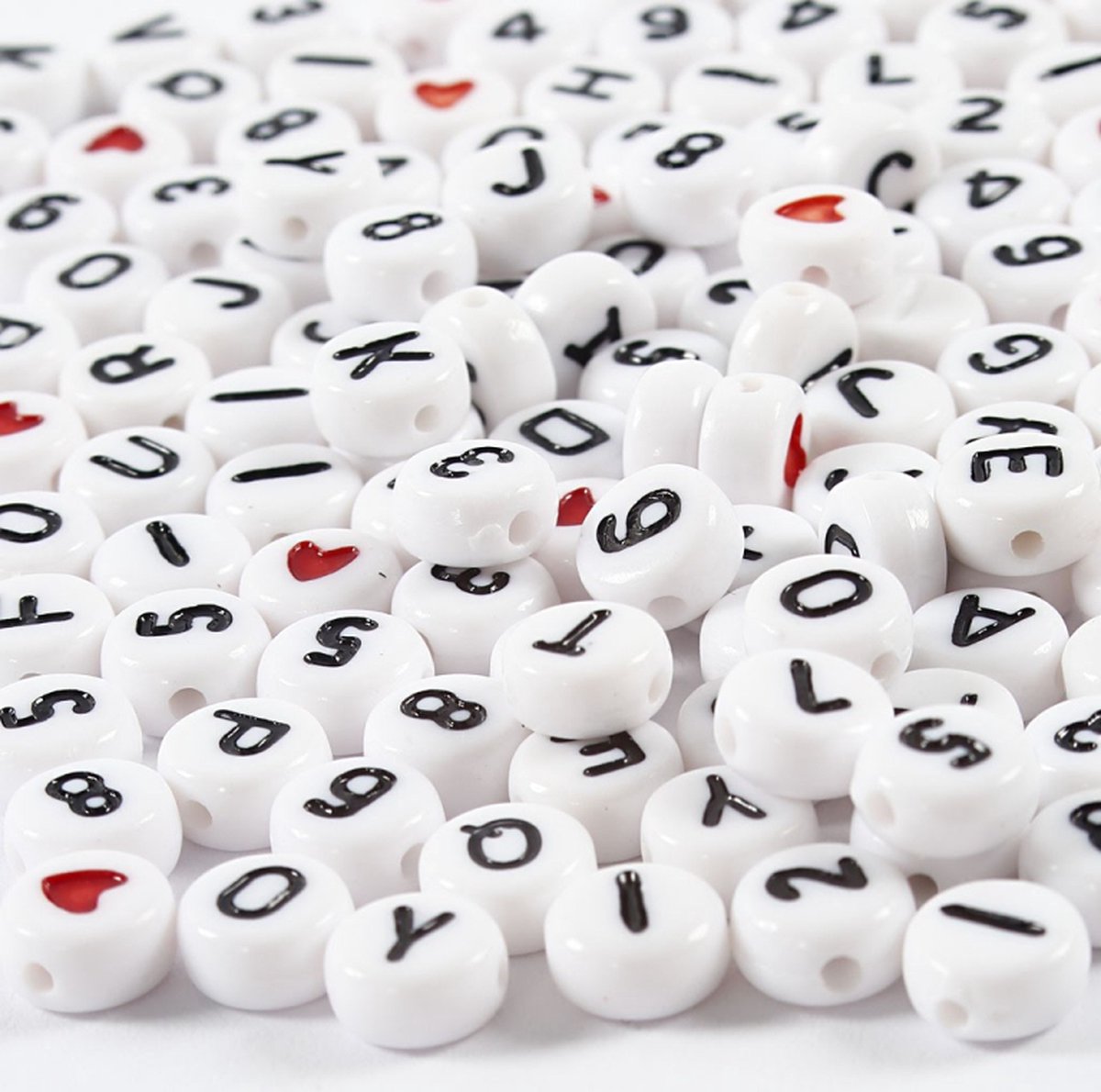 Perles de lettre blanc 7 mm, 200st.