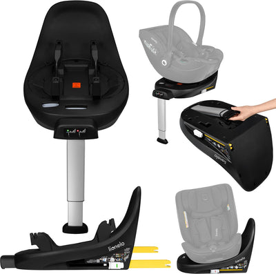 Base Lionelo moxie plus i-size - base pivotante isofix easyturn 360° avec fonction mémoire - base de siège auto - pied de stabilisation - cadre anti-rotation - montage clic avec indicateurs - compatible avec les chaises moxie i-size et moxie next