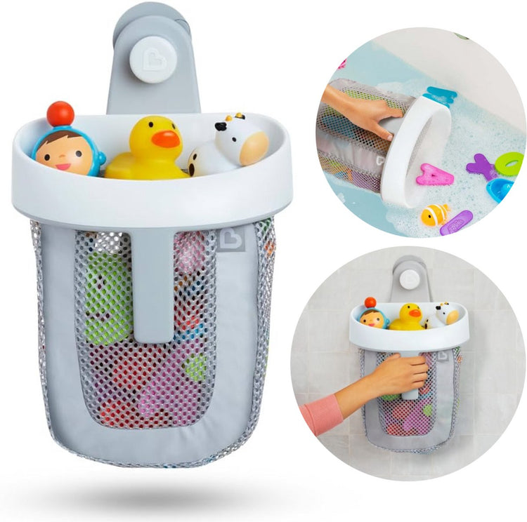 Panier de bain Munchkin pour jouets de bain – Pelle de bain super scoop – Rangement facile des jouets de bain ! - ventouse puissante - organisateur de salle de bain - gris