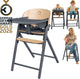 Chaise haute en bois 3 en 1 Lionelo Celia - du bébé à l'adulte - repose-pieds réglable - ceinture 5 points - revêtement en éco-cuir - avec plateau d'alimentation pour bébé - capacité de charge jusqu'à 110 kg