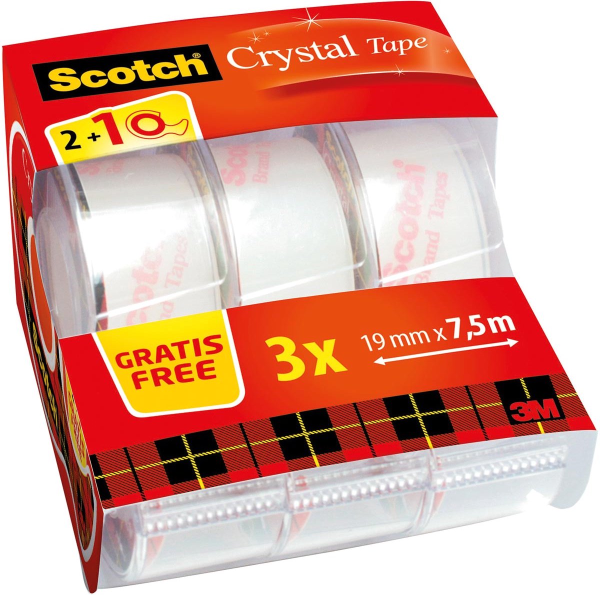 Ruban adhésif Scotch crystal 600 19mmx7,5m tr 2+1 disp