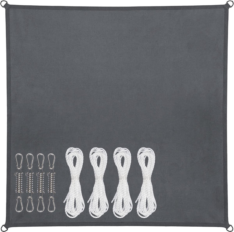 Toile d'ombrage Abbey Camp - pes - 3 x 3 m - gris - toile solaire - anneaux en acier inoxydable - parasol