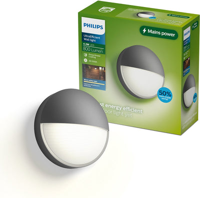 Philips LED Applique Philips Capricorn - éclairage extérieur - résistant aux intempéries : IP44 - lumière blanc chaud : 2700K - anthracite