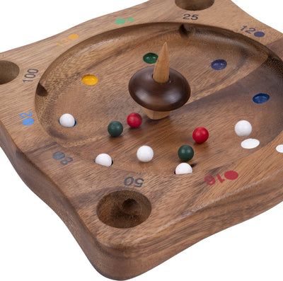 Roulette Longfield – jeu de stratégie en bois – jeu classique de points et de hasard – jeu de toupie avec balles – jeu de société – cœur d'ange