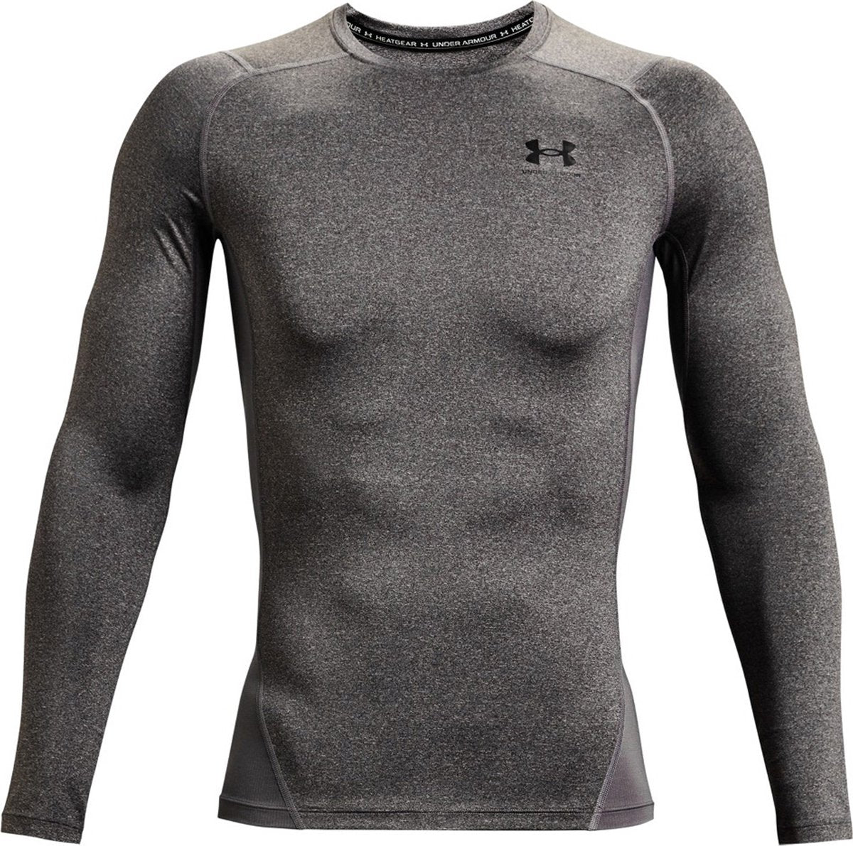 Under Armour UA HG Armour Comp LS-Gry Chemise de sport pour hommes - Carbon Heather - Noir