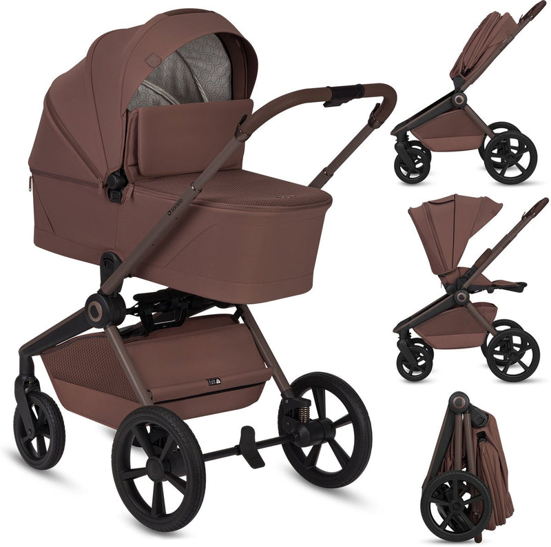 Poussette 2en1 Lionelo Freya - poussette nacelle - de la naissance à 22 kg - poussette premium - roues PU avec suspension - siège face à l'avant - capote UPF50+ - système d'accessoires complet