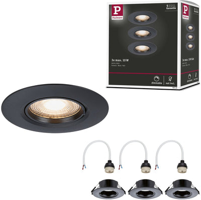 Lampe à encastrer Paulmann lot de 3 étoiles rondes 90 mm gu10 max. 3x10w 230v dimmable noir