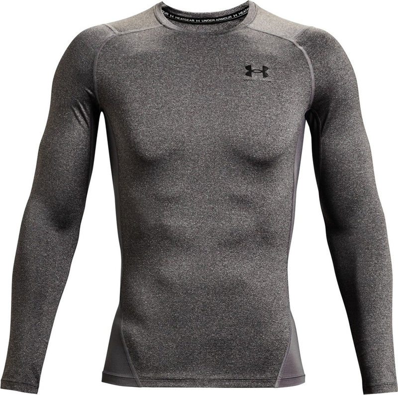 Under Armour UA HG Armour Comp LS-Gry Chemise de sport pour hommes - Carbon Heather - Noir