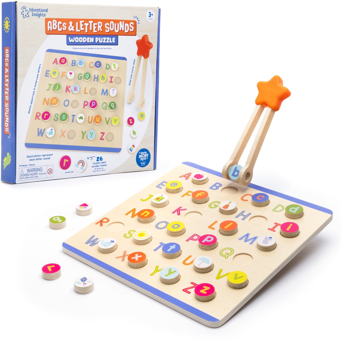 Ressources d'apprentissage puzzle ABC en bois - jouets éducatifs pour enfants. - 3+