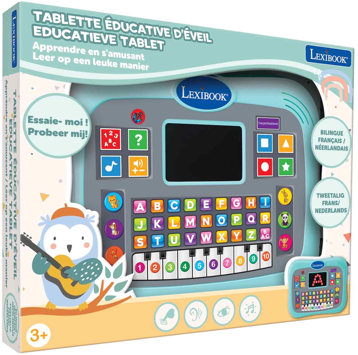 Tablette éducative bilingue Lexibook ABC avec écran tactile et écran LED pour illustrer les interactions de jeu en anglais et en français