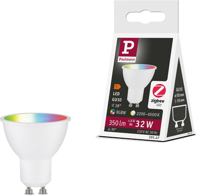 Paulmann Standard 230 V Smart Home ZigBee 3.0 Réflecteur LED GU10 350LM 4,8W RGBW+ Intensité variable Blanc Mat