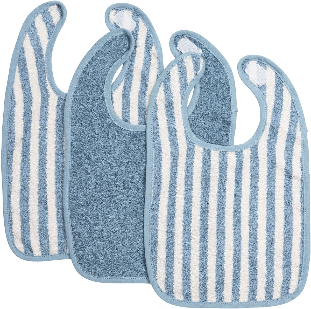 Bavoir Meyco baby fat stripe - pack de 3 - tissu éponge jacquard - bleu jeans