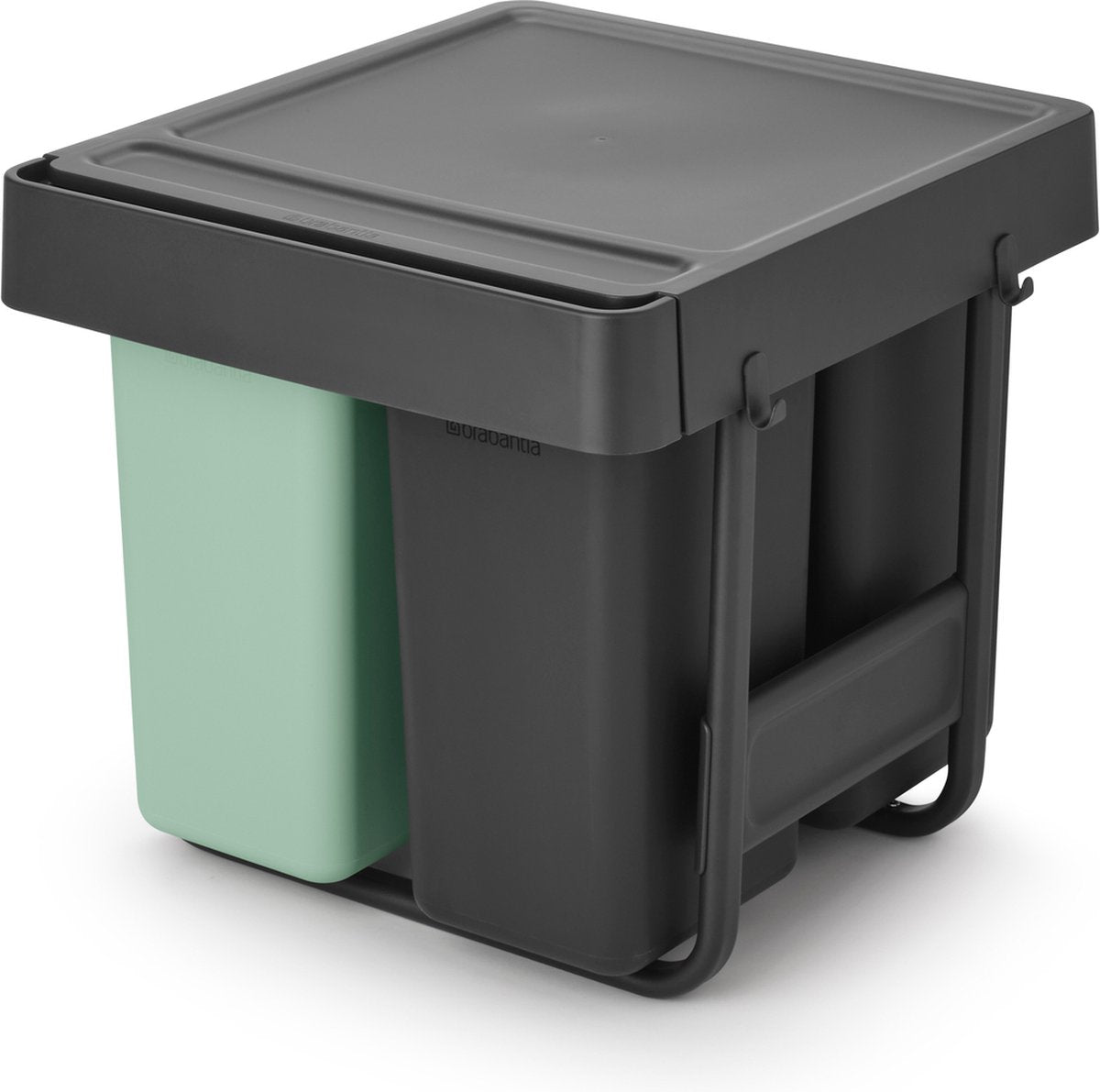 Brabantia sort go poubelle encastrable - 10 + 10 + 20 litres - vert jade et gris foncé