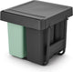 Brabantia sort go poubelle encastrable - 10 + 10 + 20 litres - vert jade et gris foncé