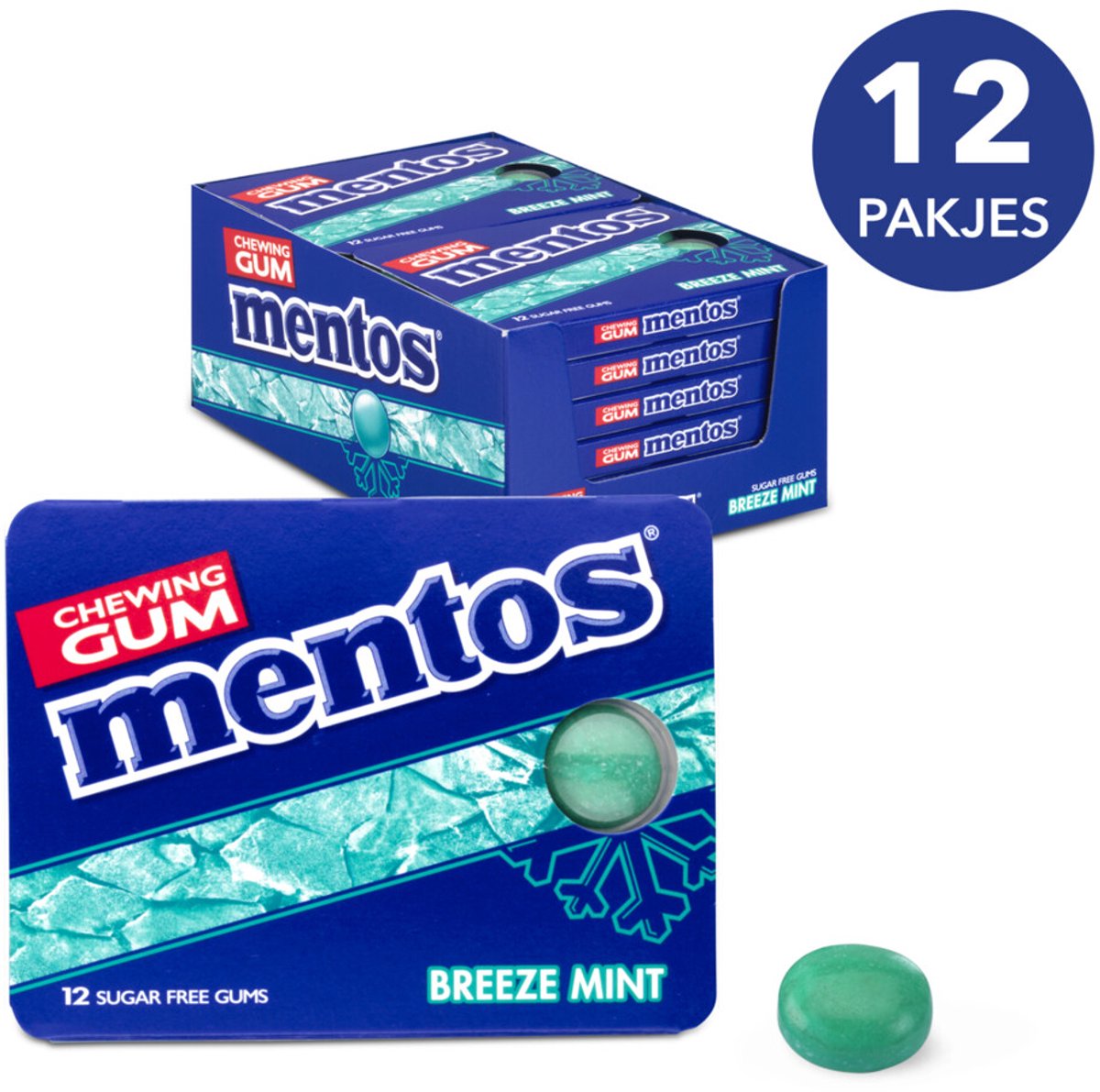 Mentos gomme brise menthe blister (12 pièces)