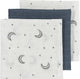 Lingettes hydrophiles Meyco baby moon - pack de 3 - indigo - 70x70cm