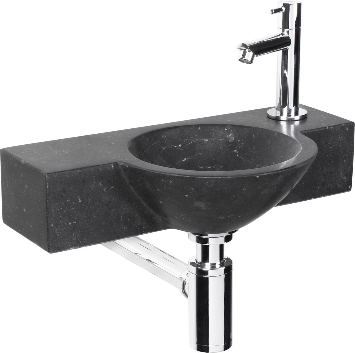 Ensemble fontaine Differnz teti - 40x23x8cm - rond - 1 trou pour robinetterie - noir