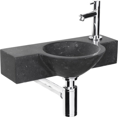 Ensemble fontaine Differnz teti - 40x23x8cm - rond - 1 trou pour robinetterie - noir