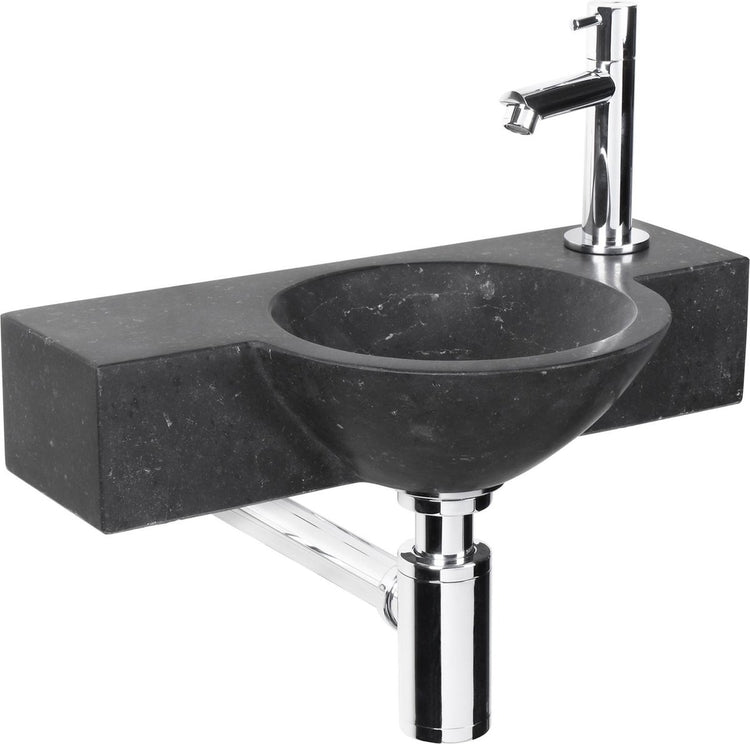 Ensemble fontaine Differnz teti - 40x23x8cm - rond - 1 trou pour robinetterie - noir