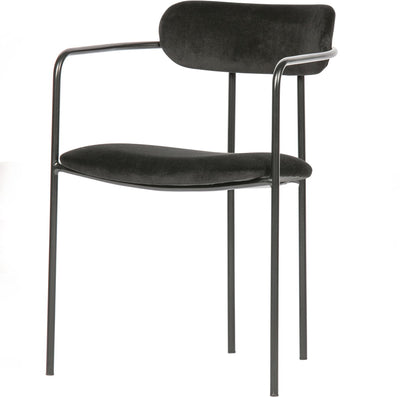 Chaise de salle à manger Woood ivy - velours - noir - 74x52x50