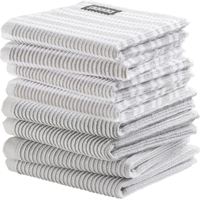 Ddddd - torchons et torchons de cuisine - lot de 8 pièces - coton - boucle de suspension - 30x30 cm - gris clair