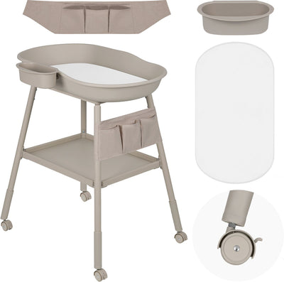 Table à langer autoportante Lionelo Rosie - matelas à langer - matelas en mousse, organisateur latéral amovible - 4 roues avec frein - hauteur réglable - coffre-fort moderne - pour bébés jusqu'à 11 kg
