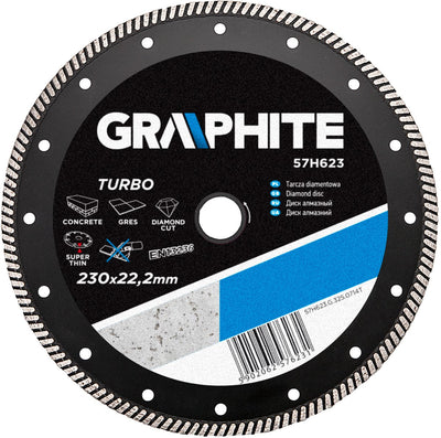 Disque abrasif diamanté graphite 57h623 turbo super fin, pierre, béton, marbre 230 mm