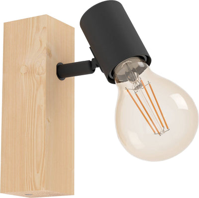 Eglo townshend 3 spots - e27 - 16,5 cm - marron noir - Bois FSC
