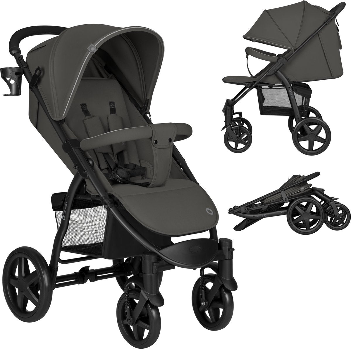 Lionelo buggy annet plus - léger pliable - grandes roues solides avec suspension - y compris chancelière, moustiquaire porte-gobelet - dossier réglable repose-pieds - poussette de la naissance jusqu'à 22 kg - landau