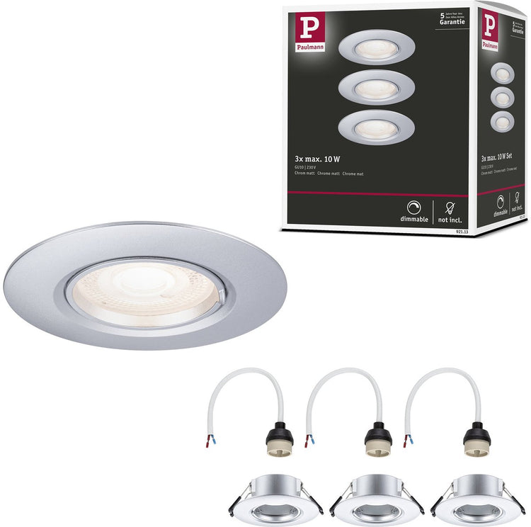 Lampe à encastrer Paulmann lot de 3 étoiles rondes 90 mm gu10 max. 3x10w 230v dimmable chrome mat