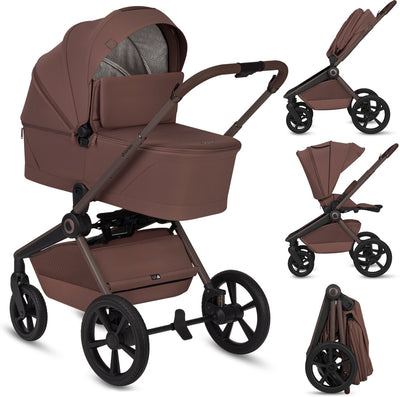 Poussette 2en1 Lionelo Freya - poussette nacelle - de la naissance à 22 kg - poussette premium - roues PU avec suspension - siège face à l'avant - capote UPF50+ - système d'accessoires complet