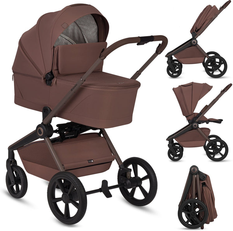 Poussette 2en1 Lionelo Freya - poussette nacelle - de la naissance à 22 kg - poussette premium - roues PU avec suspension - siège face à l'avant - capote UPF50+ - système d'accessoires complet