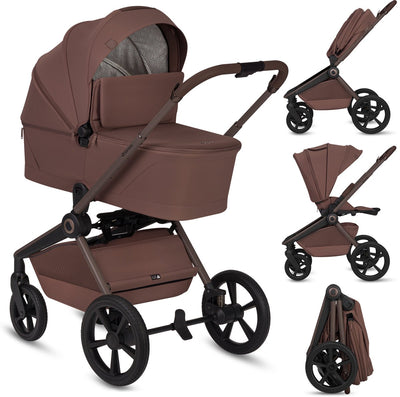 Ensemble poussette 3en1 Lionelo Freya – nacelle, poussette astrid i-size siège auto (40–87 cm) – premium – de la naissance à 22 kg – roues PU avec suspension – siège réversible – capote UPF50+