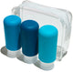 Sac de voyage Muitomas + 3 bouteilles - adapté aux bagages à main - silicone - codage couleur facile - 3x98 ml - bouchons anti-fuite - bleu