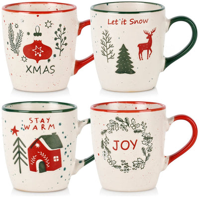 Home styling Tasses de Noël en faïence lot de 4 200ml