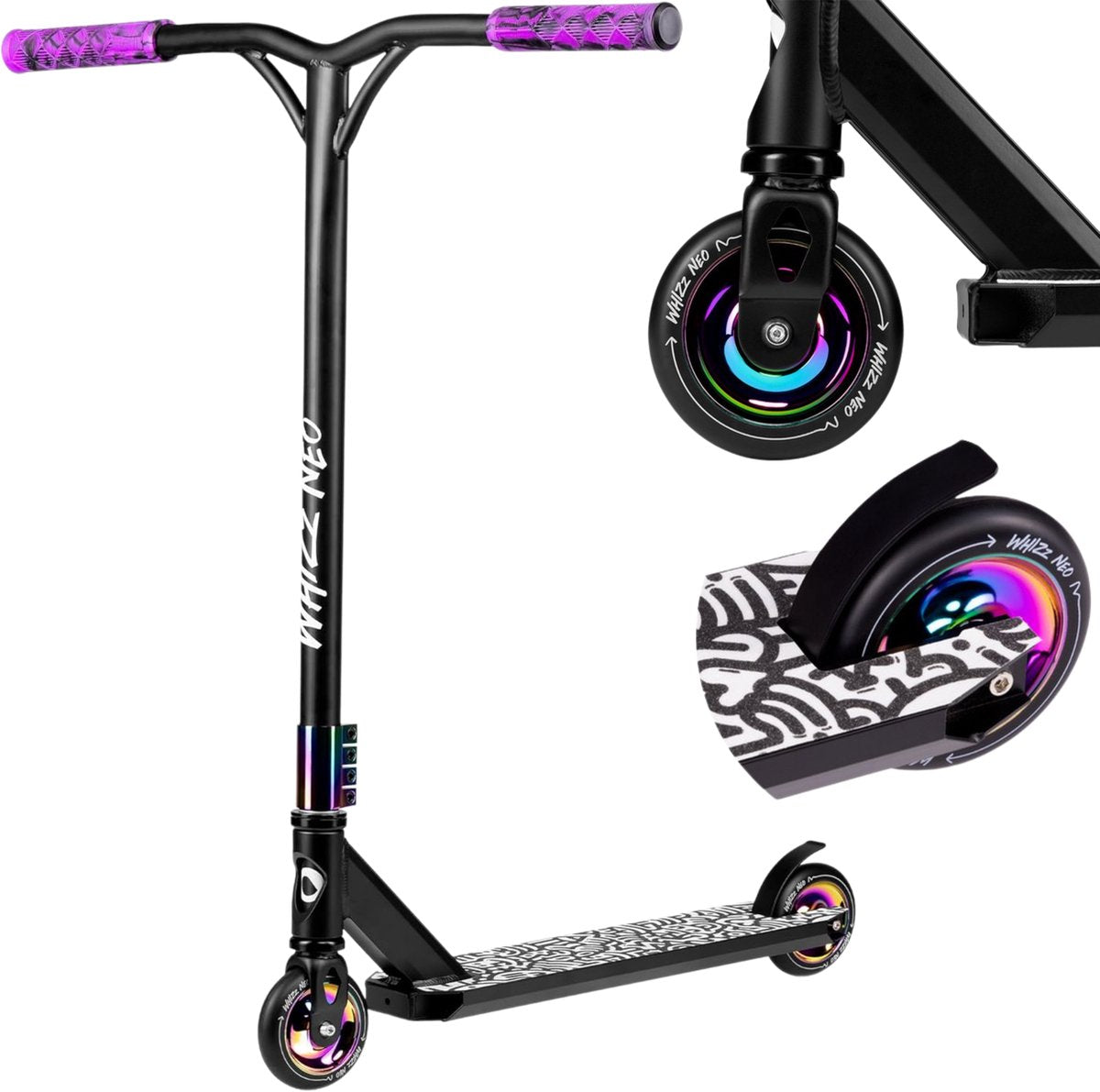 Trottinette Lionelo whiz - roues en polyuréthane de 110 mm - guidon en T - capacité de charge de 100 kg - roulements ABEC-9 - pour garçons et filles
