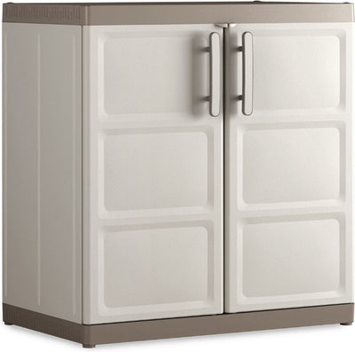 Keter meuble de rangement excellence xl bas - 2 étagères - 54x89x93cm - beige taupe