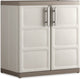 Keter meuble de rangement excellence xl bas - 2 étagères - 54x89x93cm - beige taupe