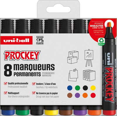 Marqueur permanent Uni-ball prockey pm-126, étui de 8 pièces, assorti