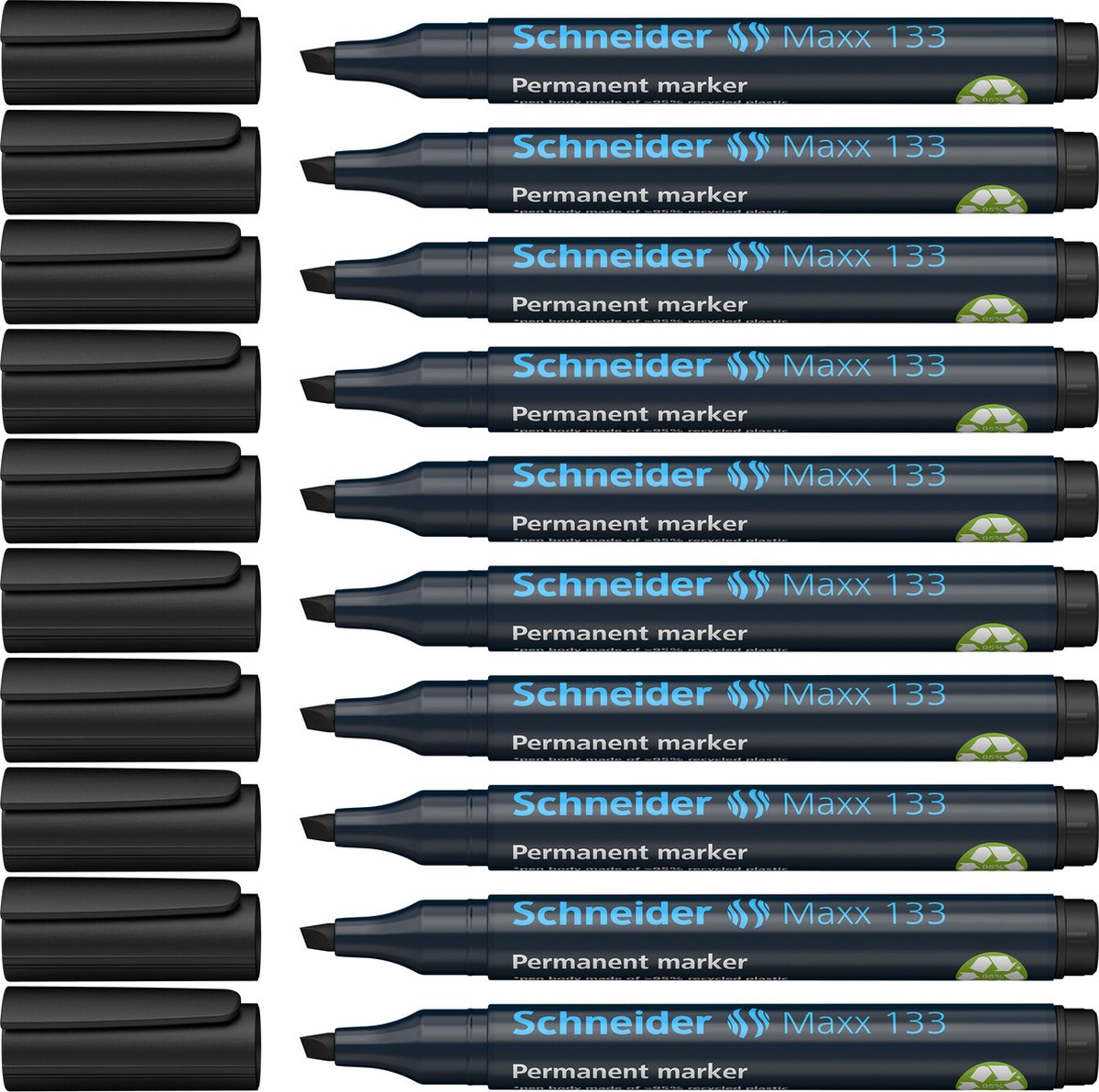 Instruments d'écriture Schneider marqueur permanent Schneider - maxx 133 - pointe biseautée - noir - 10 pièces - s-113301-10