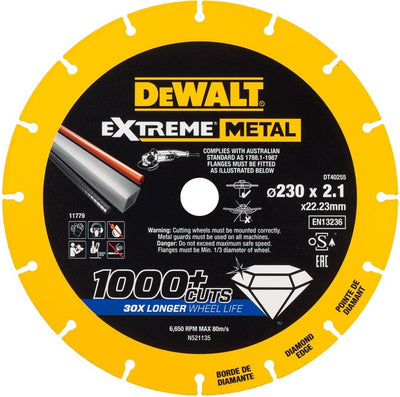 Dewalt accessoires disque à tronçonner métal extrême métal 230x22,23x2,1mm - dt40255-qz