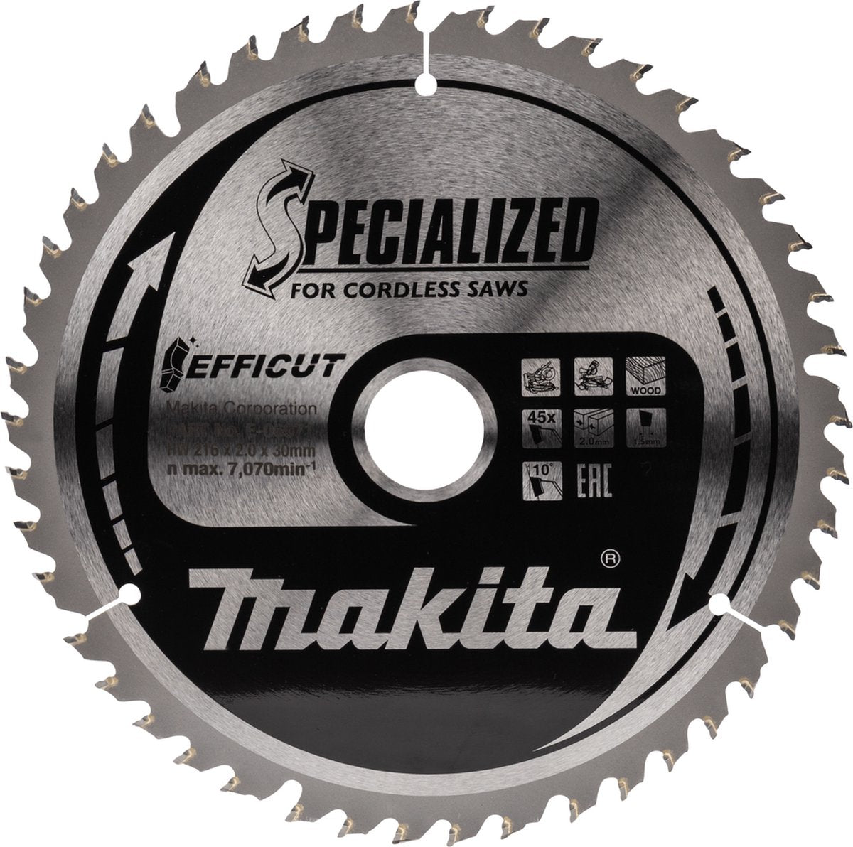 Lame de scie circulaire Makita pour le bois | efficace | ø 216mm trou d'axe 30mm 45t - e-06971