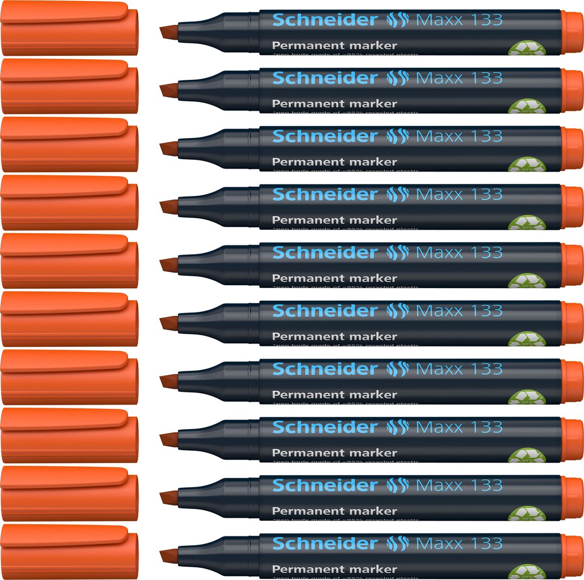 Instruments d'écriture Schneider marqueur permanent Schneider - maxx 133 - pointe biseautée - orange - 10 pièces - s-113306-10