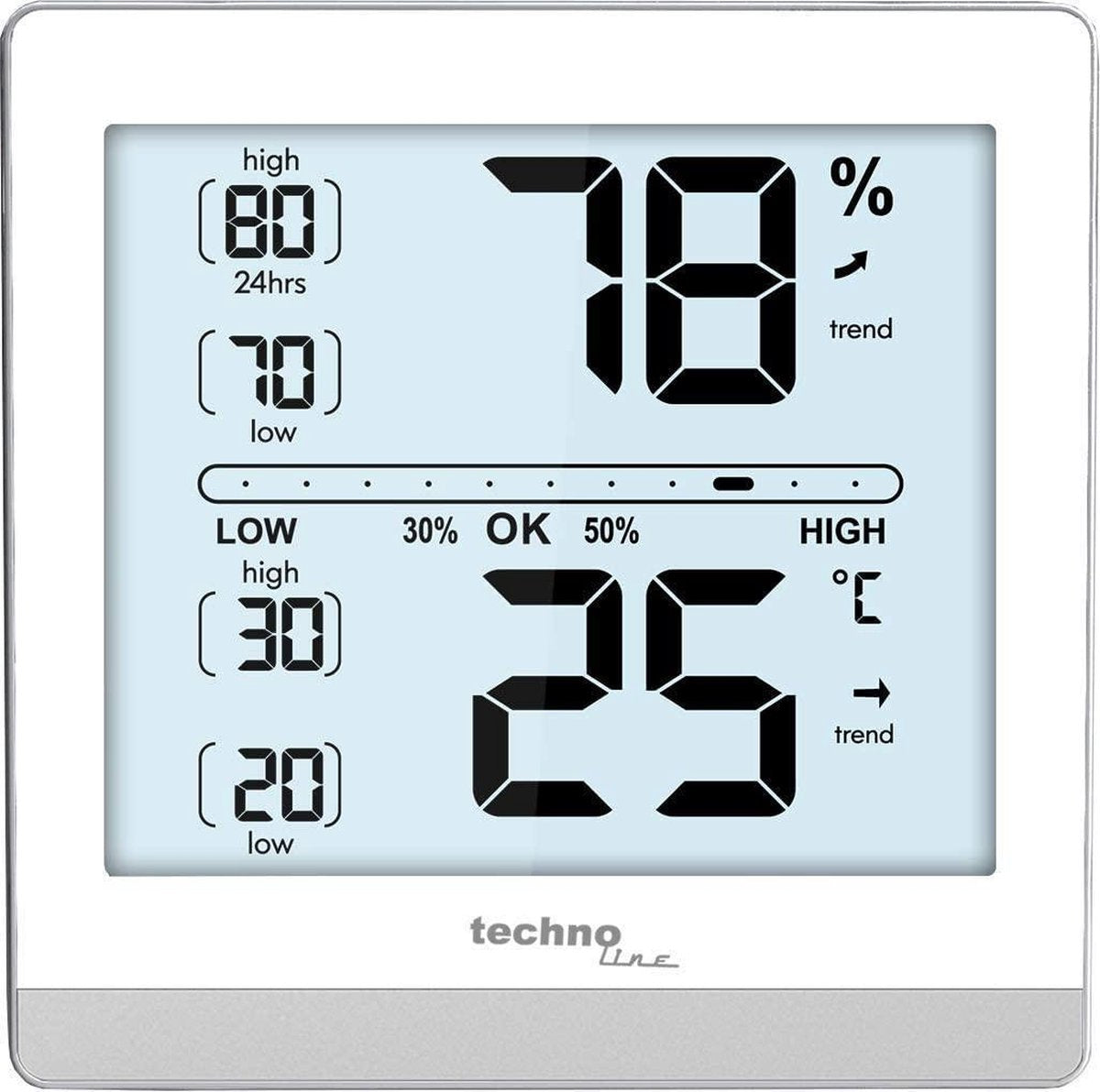 Thermomètre Technoline - ws 9470 - 118x118x24mm - argent blanc - tl-ws9470