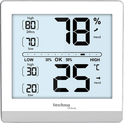 Thermomètre Technoline - ws 9470 - 118x118x24mm - argent blanc - tl-ws9470