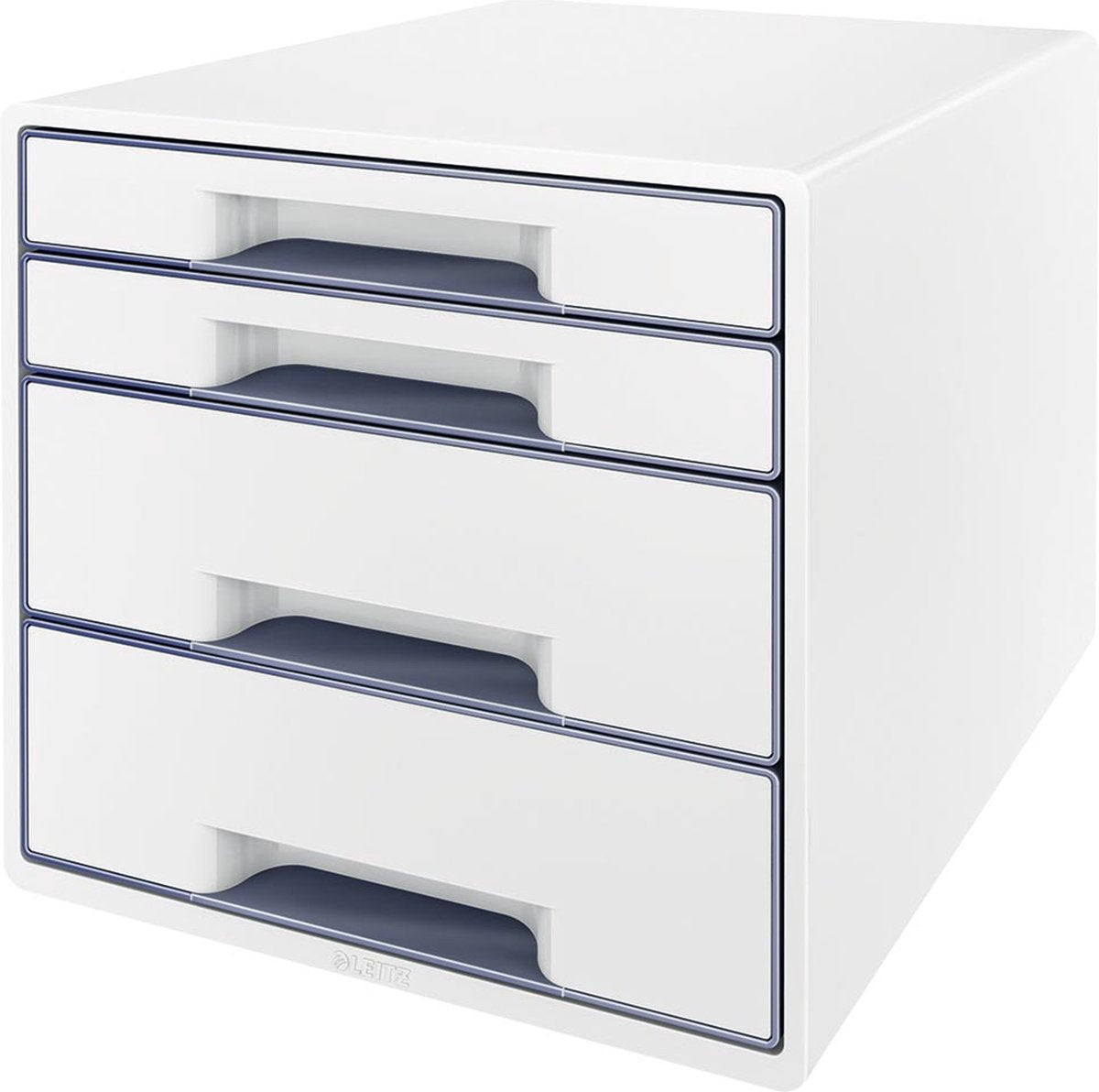 Leitz wow bureau cube 4 tiroirs blanc gris