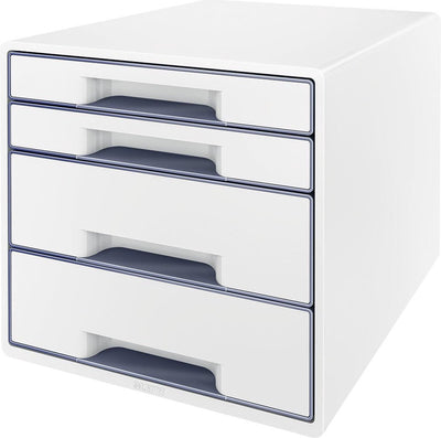 Leitz wow bureau cube 4 tiroirs blanc gris